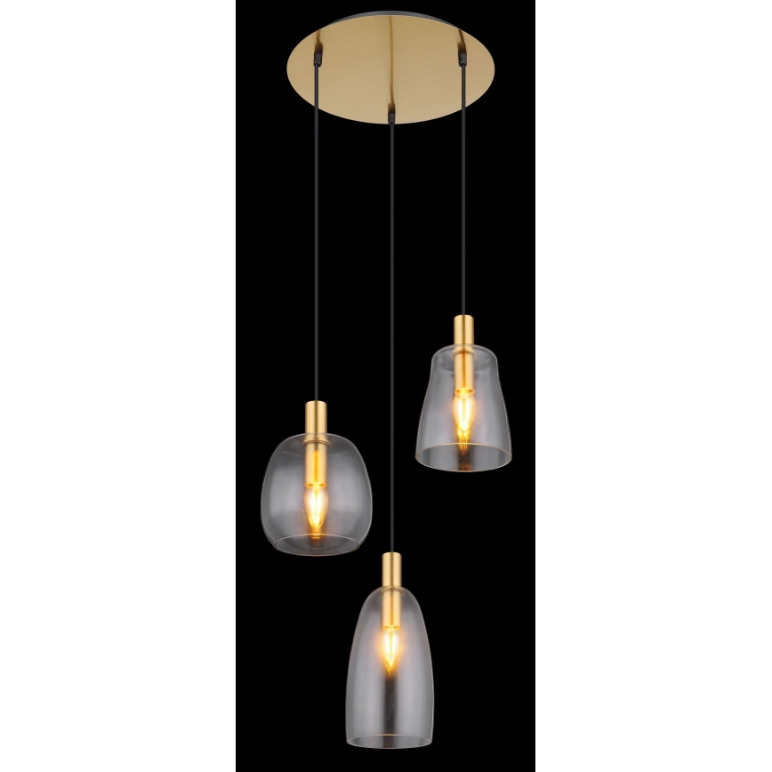 Globo - Hanglamp aan een koord 3xE14/40W/230V diameter 43 cm messing