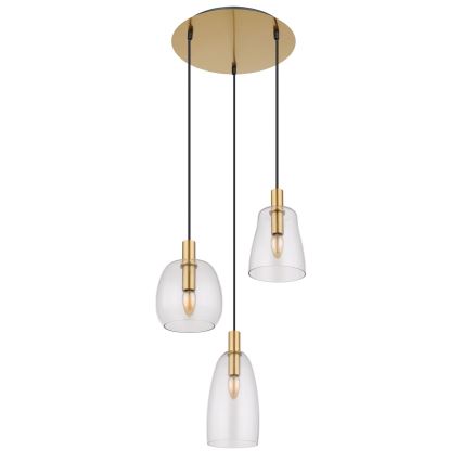 Globo - Hanglamp aan een koord 3xE14/40W/230V diameter 43 cm messing