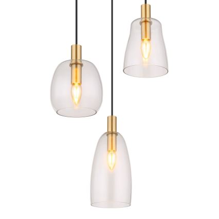Globo - Hanglamp aan een koord 3xE14/40W/230V diameter 43 cm messing