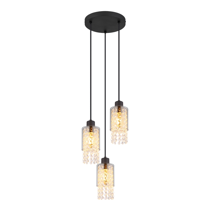 Globo - Hanglamp aan een koord 3xE27/40W/230V diameter 25 cm zwart