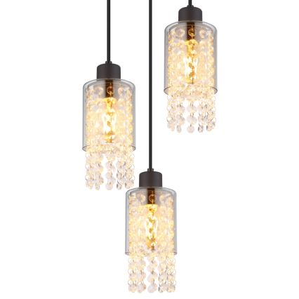 Globo - Hanglamp aan een koord 3xE27/40W/230V diameter 25 cm zwart