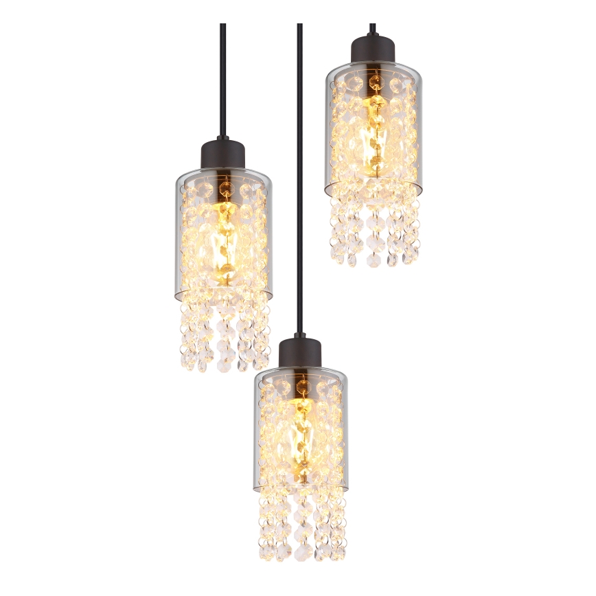 Globo - Hanglamp aan een koord 3xE27/40W/230V diameter 25 cm zwart