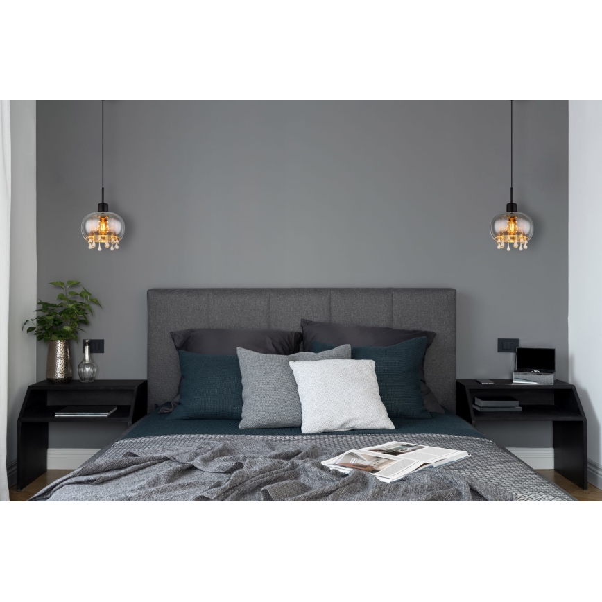 Globo - Hanglamp aan een koord 1xE27/9W/230V diameter 21 cm zwart