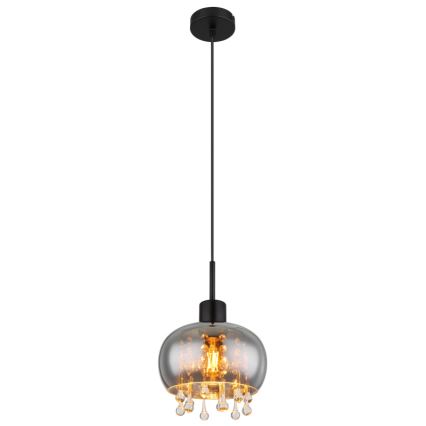 Globo - Hanglamp aan een koord 1xE27/9W/230V diameter 21 cm zwart