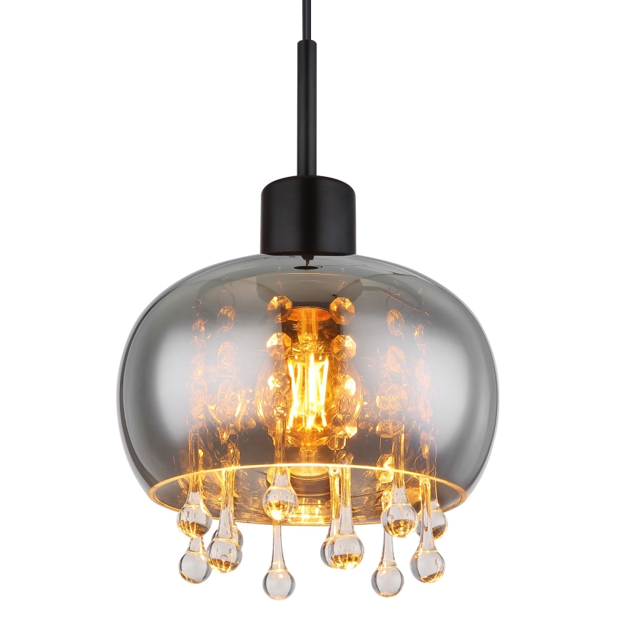 Globo - Hanglamp aan een koord 1xE27/9W/230V diameter 21 cm zwart