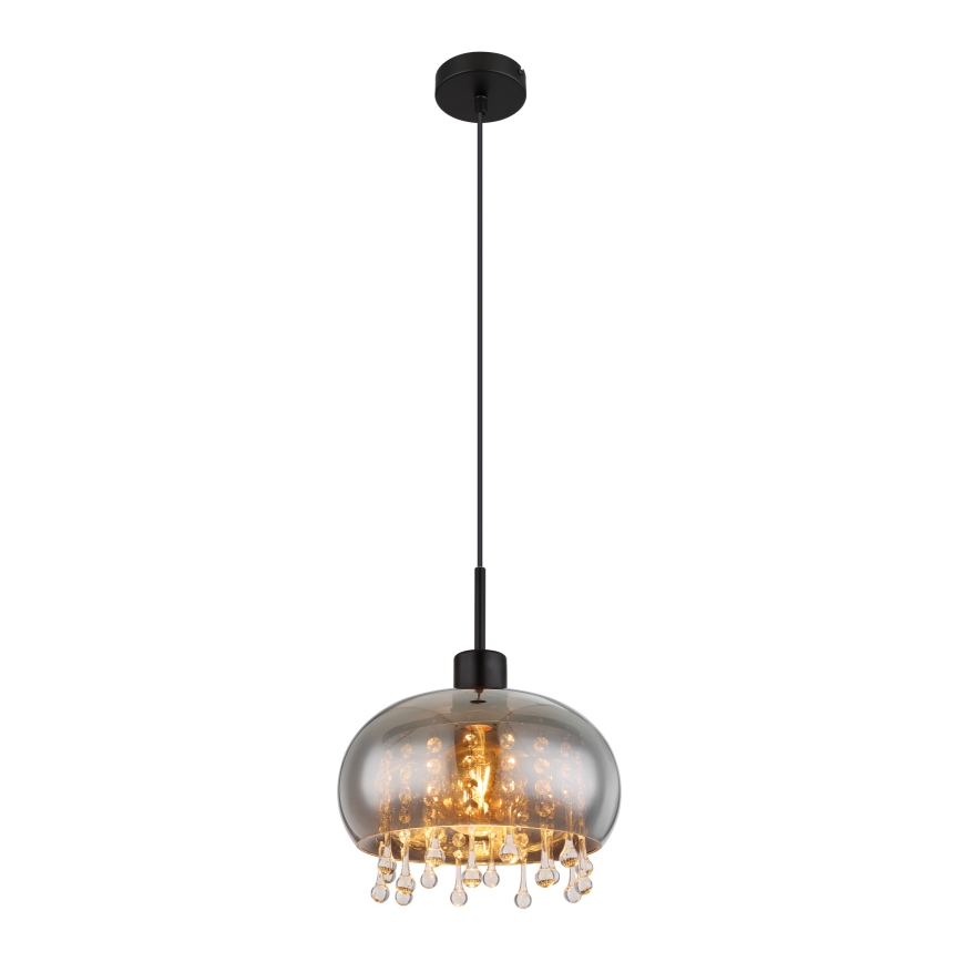 Globo - Hanglamp aan een koord 1xE27/9W/230V diameter 28 cm zwart