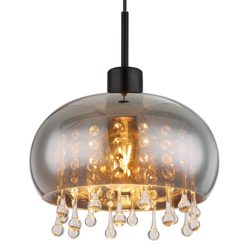 Globo - Hanglamp aan een koord 1xE27/9W/230V diameter 28 cm zwart