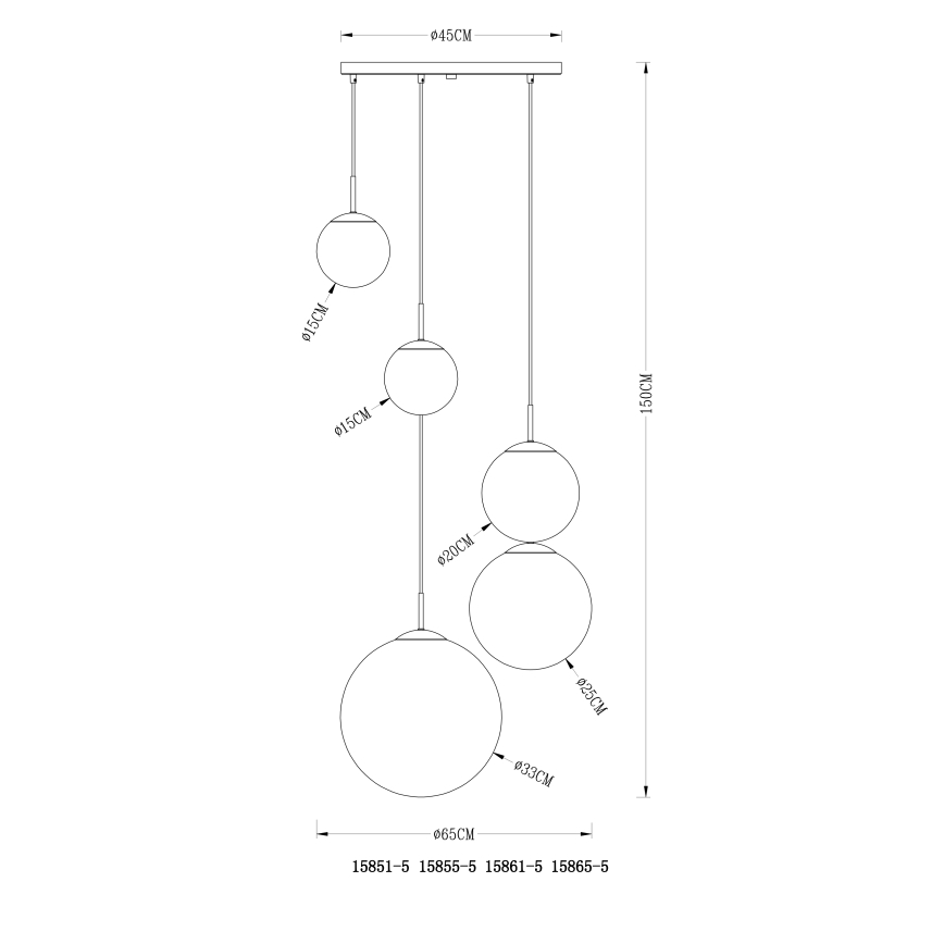 Globo - Hanglamp aan een koord 5xE27/40W/230V diameter 65 cm