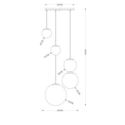 Globo - Hanglamp aan een koord 5xE27/40W/230V diameter 65 cm