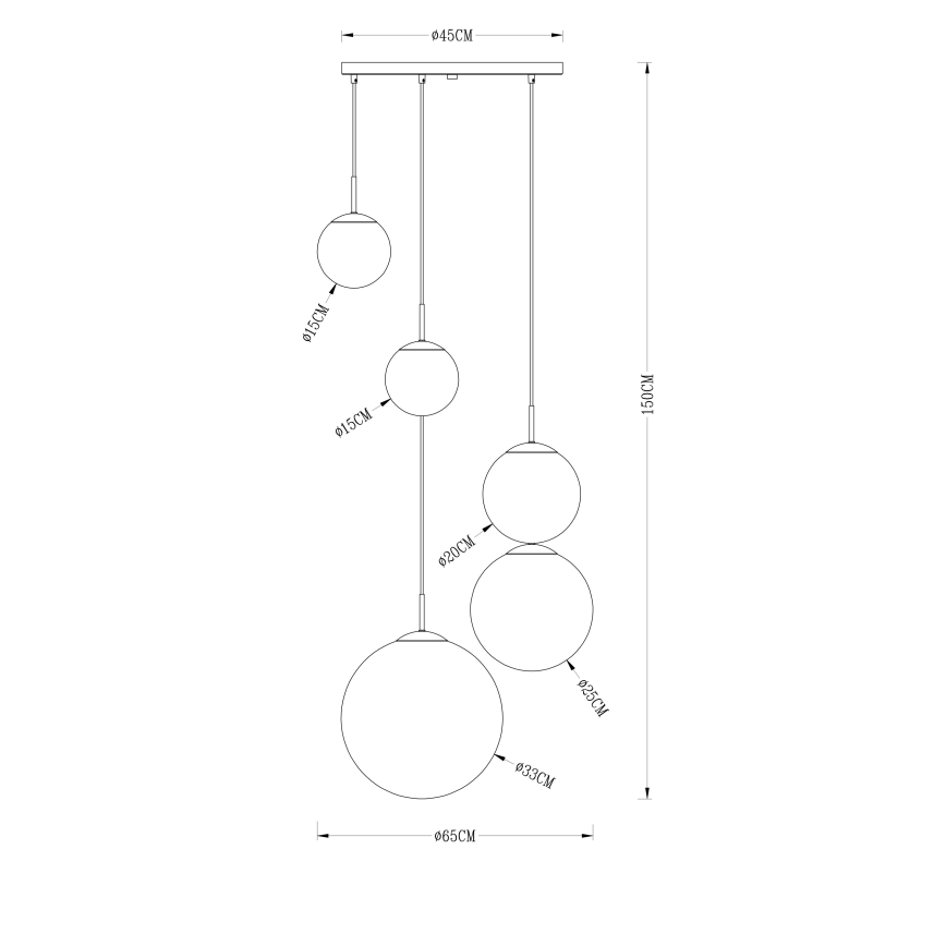 Globo - Hanglamp aan een koord 5xE27/40W/230V diameter 65 cm