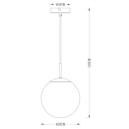 Globo - Hanglamp aan een koord 1xE27/40W/230V diameter 20 cm