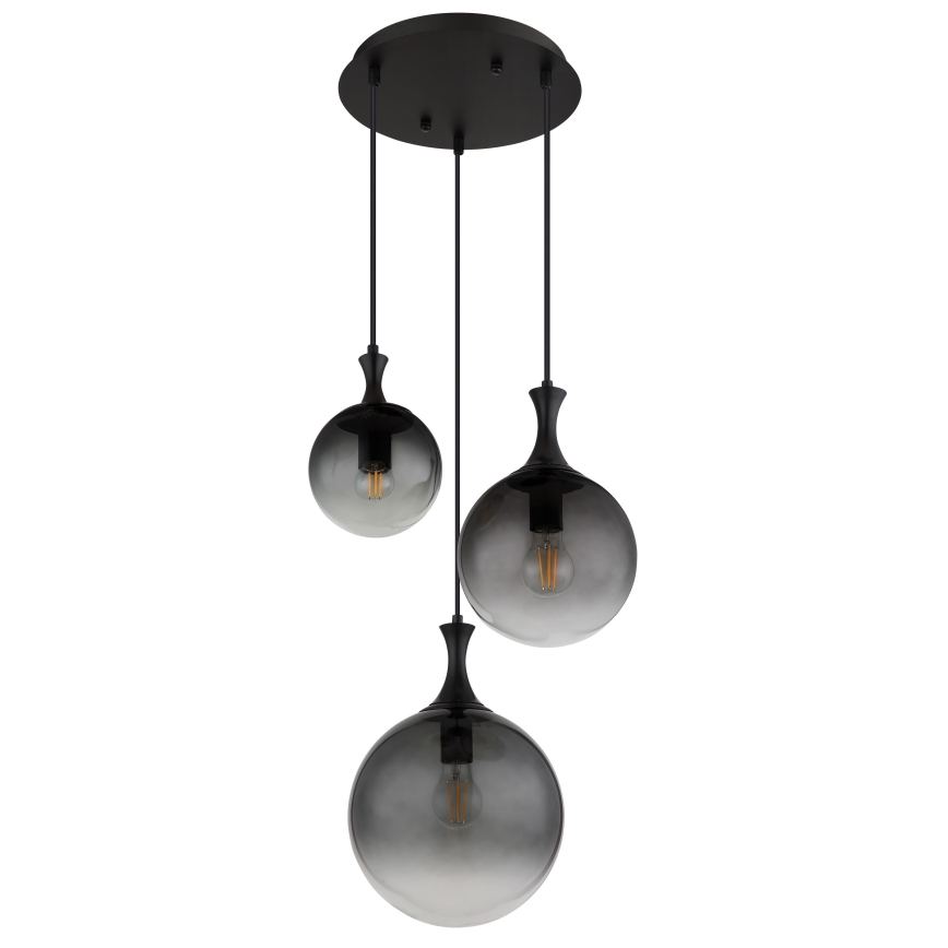 Globo - Hanglamp aan een koord 3xE27/10W/230V diameter 48 cm zwart