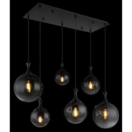 Globo - Hanglamp aan een koord 6xE27/10W/230V zwart