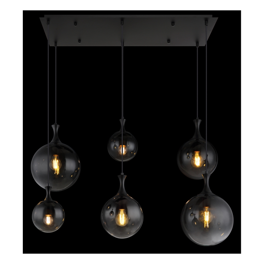 Globo - Hanglamp aan een koord 6xE27/10W/230V zwart