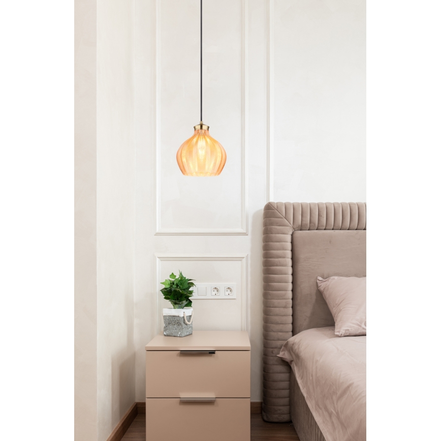 Globo - Hanglamp aan snoer 1xE27/60W/230V Ø 22 cm goudkleurig