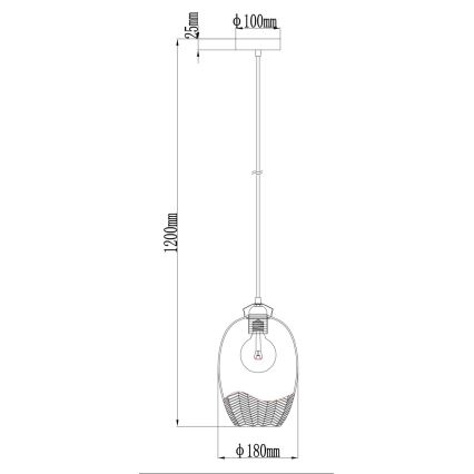 Globo - Hanglamp aan snoer 1xE27/60W/230V Ø 22 cm goudkleurig