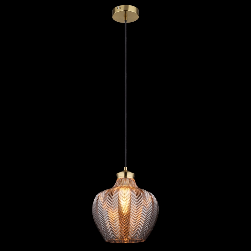Globo - Hanglamp met kabel 1xE27/60W/230V Ø 22 cm gerookt glas