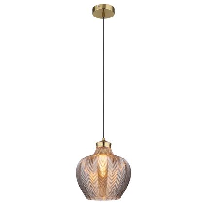 Globo - Hanglamp met kabel 1xE27/60W/230V Ø 22 cm gerookt glas