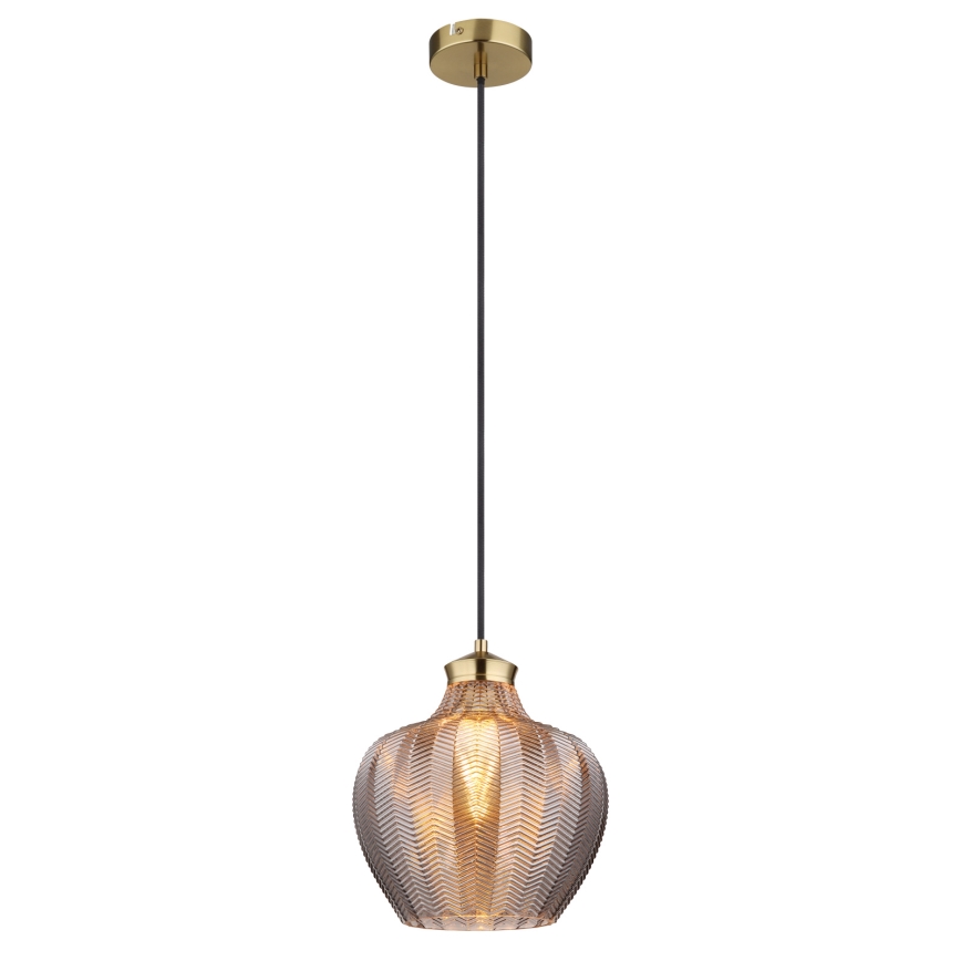 Globo - Hanglamp met kabel 1xE27/60W/230V Ø 22 cm gerookt glas