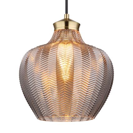 Globo - Hanglamp met kabel 1xE27/60W/230V Ø 22 cm gerookt glas