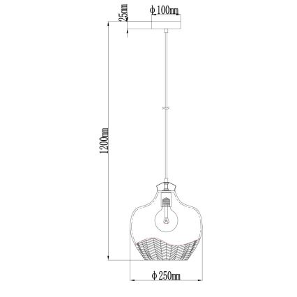 Globo - Hanglamp met kabel 1xE27/60W/230V Ø 22 cm gerookt glas