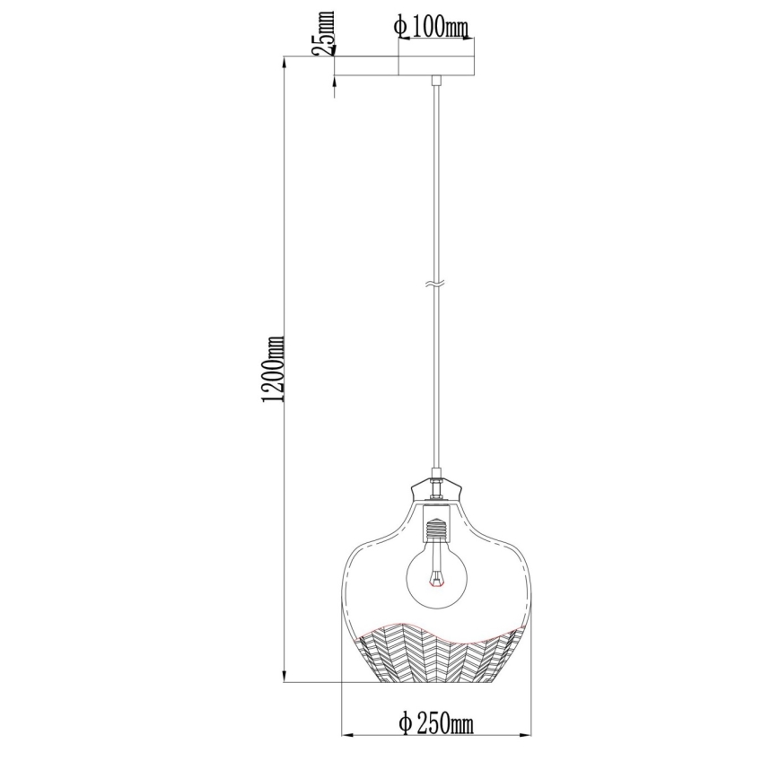 Globo - Hanglamp met kabel 1xE27/60W/230V Ø 22 cm gerookt glas