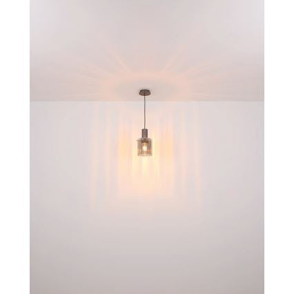 Globo - Hanglamp aan een koord 1xE27/40W/230V diameter 18 cm bruin
