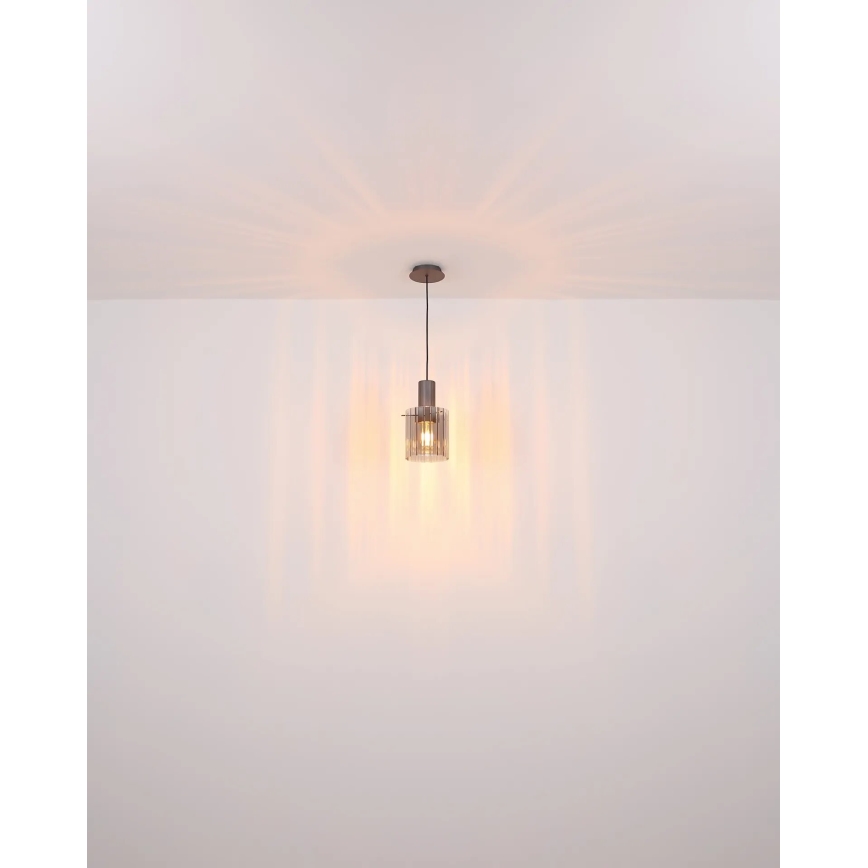 Globo - Hanglamp aan een koord 1xE27/40W/230V diameter 18 cm bruin
