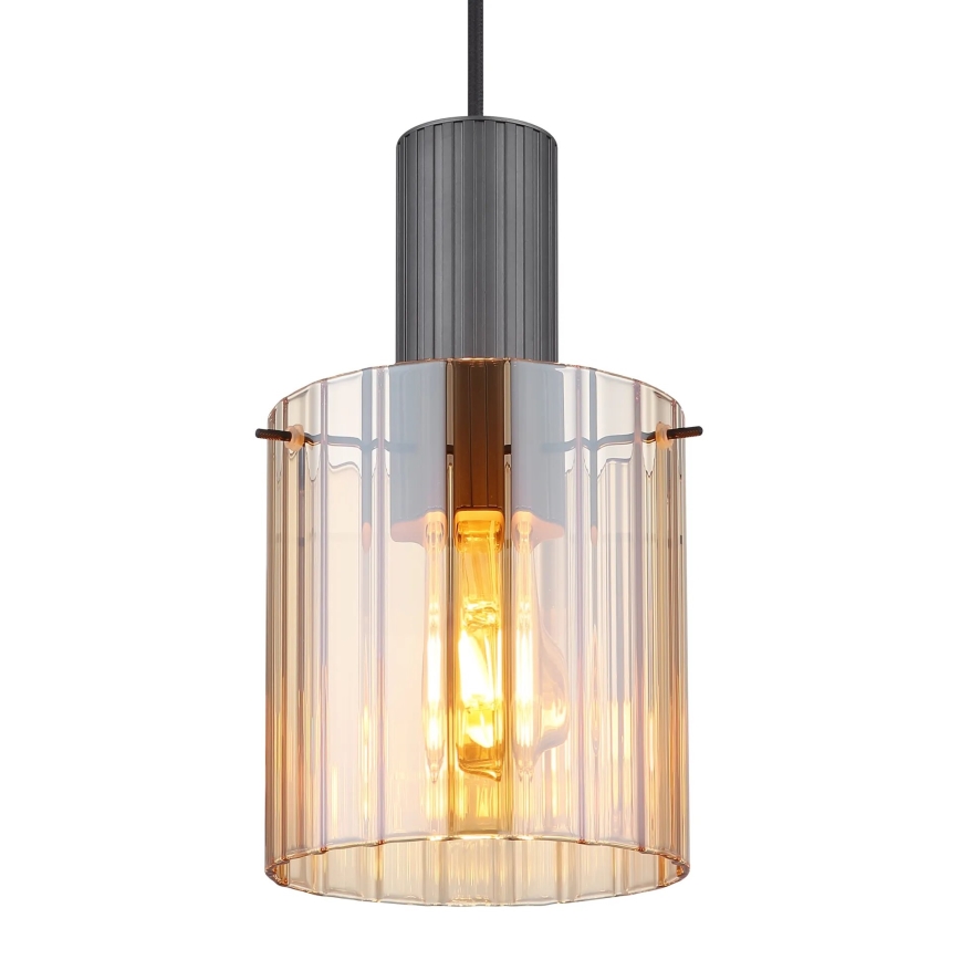 Globo - Hanglamp aan een koord 1xE27/40W/230V diameter 18 cm bruin