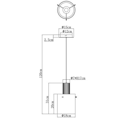 Globo - Hanglamp aan een koord 1xE27/40W/230V diameter 18 cm bruin