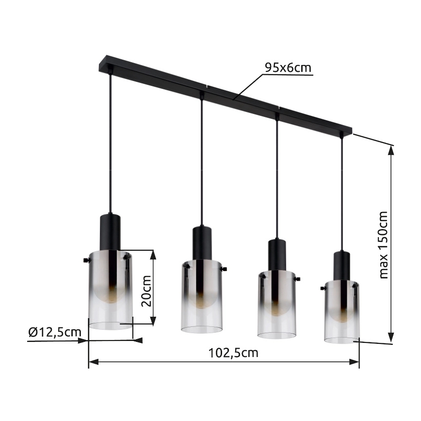 Globo - Hanglamp aan een koord 4xE27/40W/230V zwart