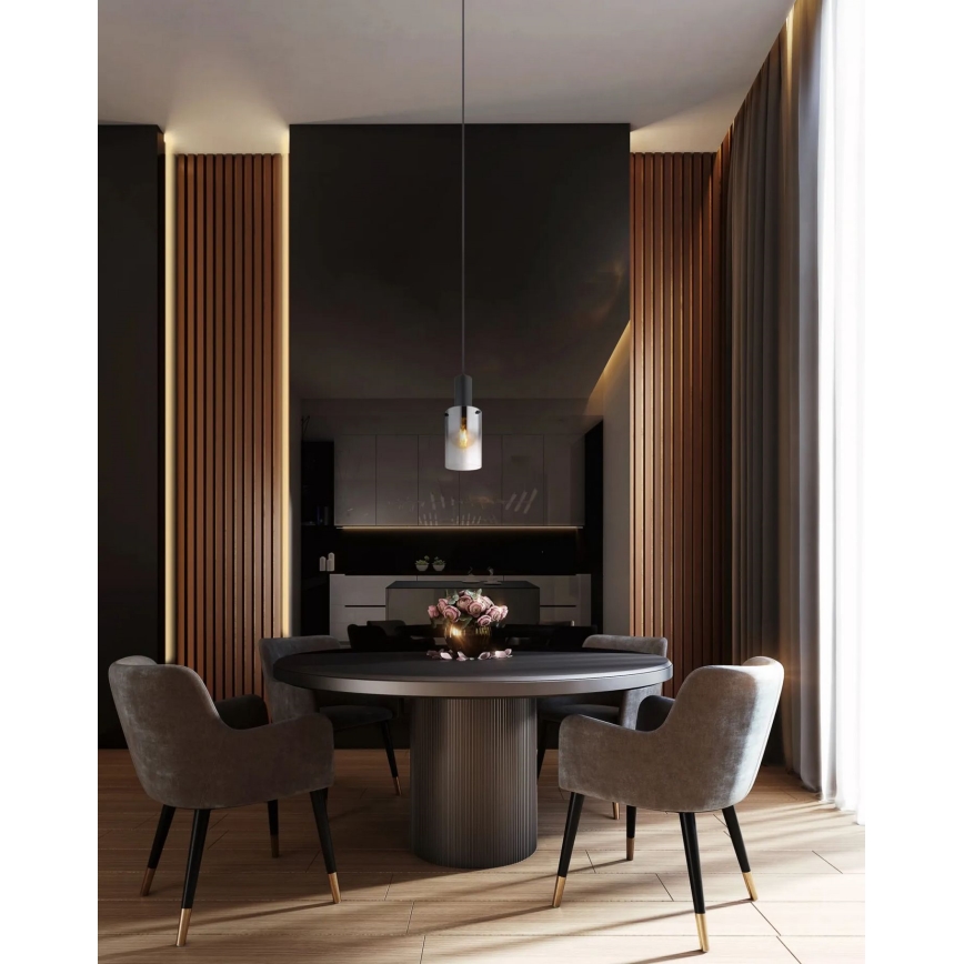 Globo - Hanglamp aan een koord 1xE27/40W/230V diameter 12,5 cm zwart