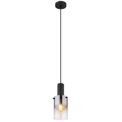 Globo - Hanglamp aan een koord 1xE27/40W/230V diameter 12,5 cm zwart