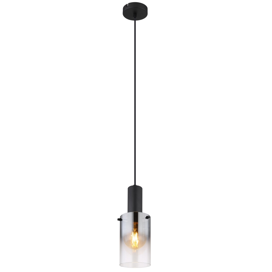 Globo - Hanglamp aan een koord 1xE27/40W/230V diameter 12,5 cm zwart