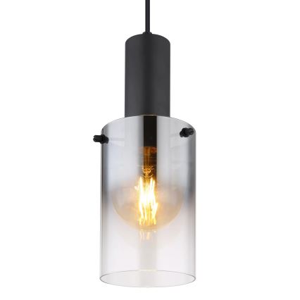 Globo - Hanglamp aan een koord 1xE27/40W/230V diameter 12,5 cm zwart