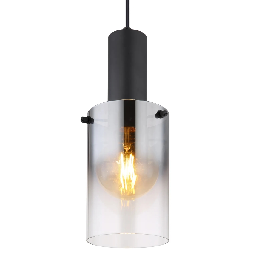 Globo - Hanglamp aan een koord 1xE27/40W/230V diameter 12,5 cm zwart