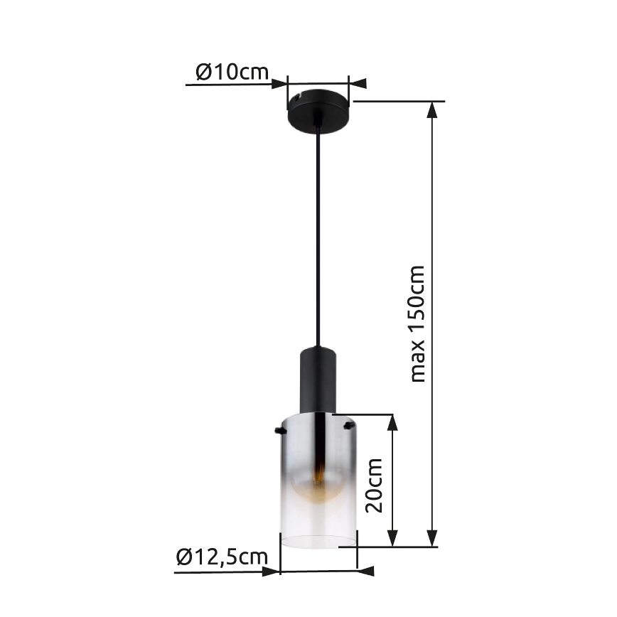 Globo - Hanglamp aan een koord 1xE27/40W/230V diameter 12,5 cm zwart