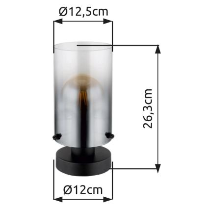 Globo - Tafellamp 1xE27/40W/230V diameter 12,5 cm zwart