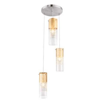 Globo - Hanglamp aan een koord 3xE27/60W/230V diameter 30 cm goud