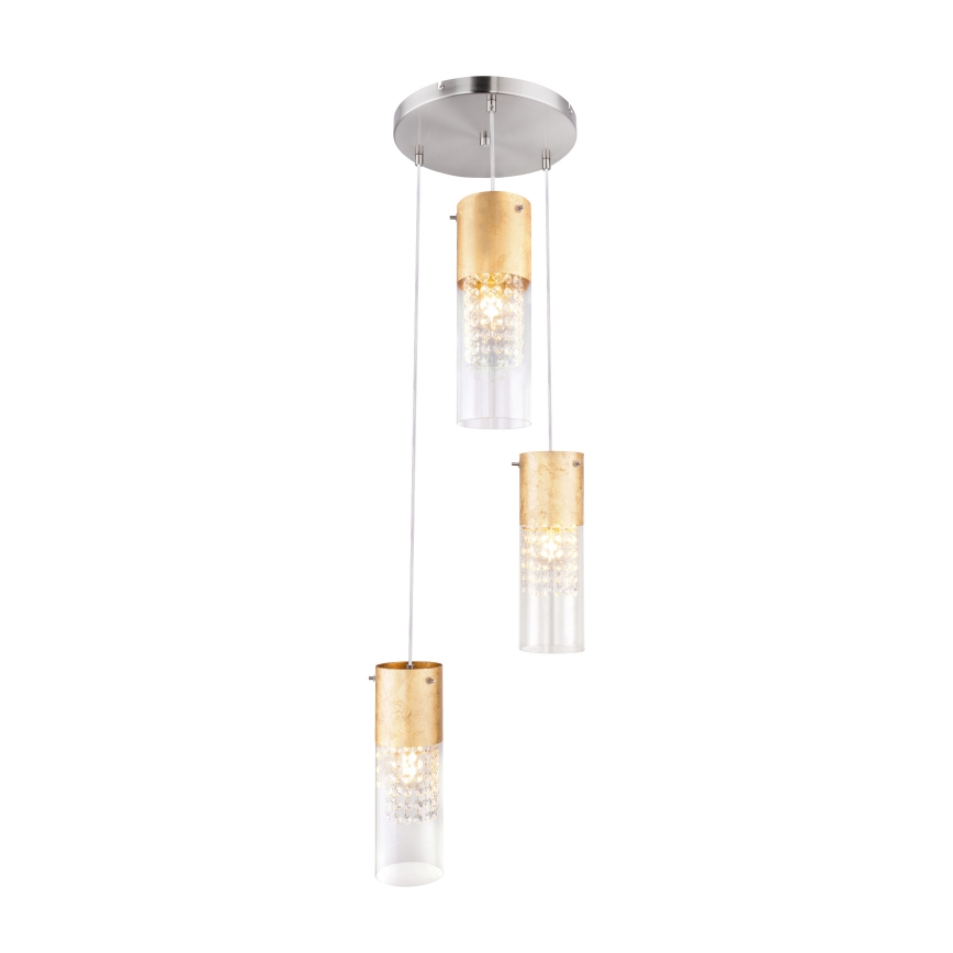 Globo - Hanglamp aan een koord 3xE27/60W/230V diameter 30 cm goud