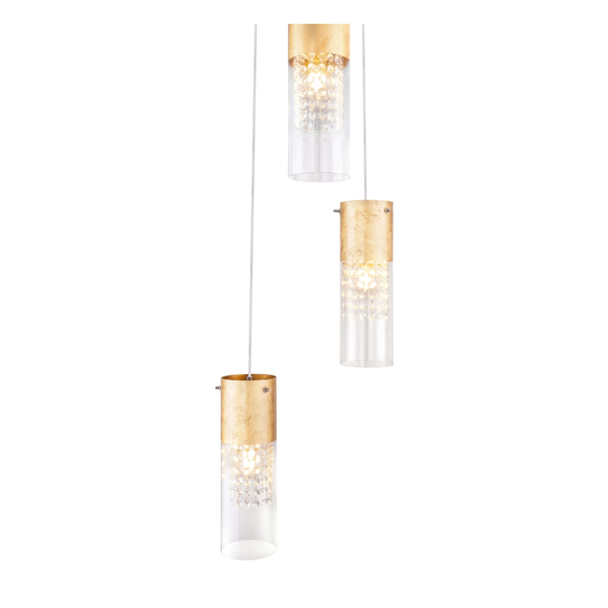 Globo - Hanglamp aan een koord 3xE27/60W/230V diameter 30 cm goud