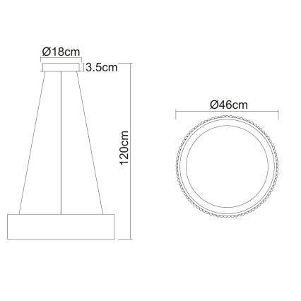 Globo - LED-hanglamp met kabel LED/45W/230V 2700/4000/6000K diam. 46 cm zwart
