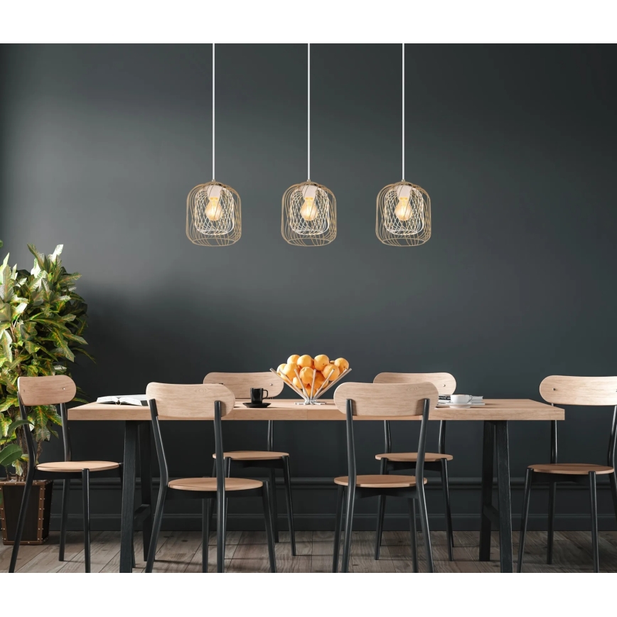 Globo - Hanglamp met kabel 3xE27/40W/230V beige/wit