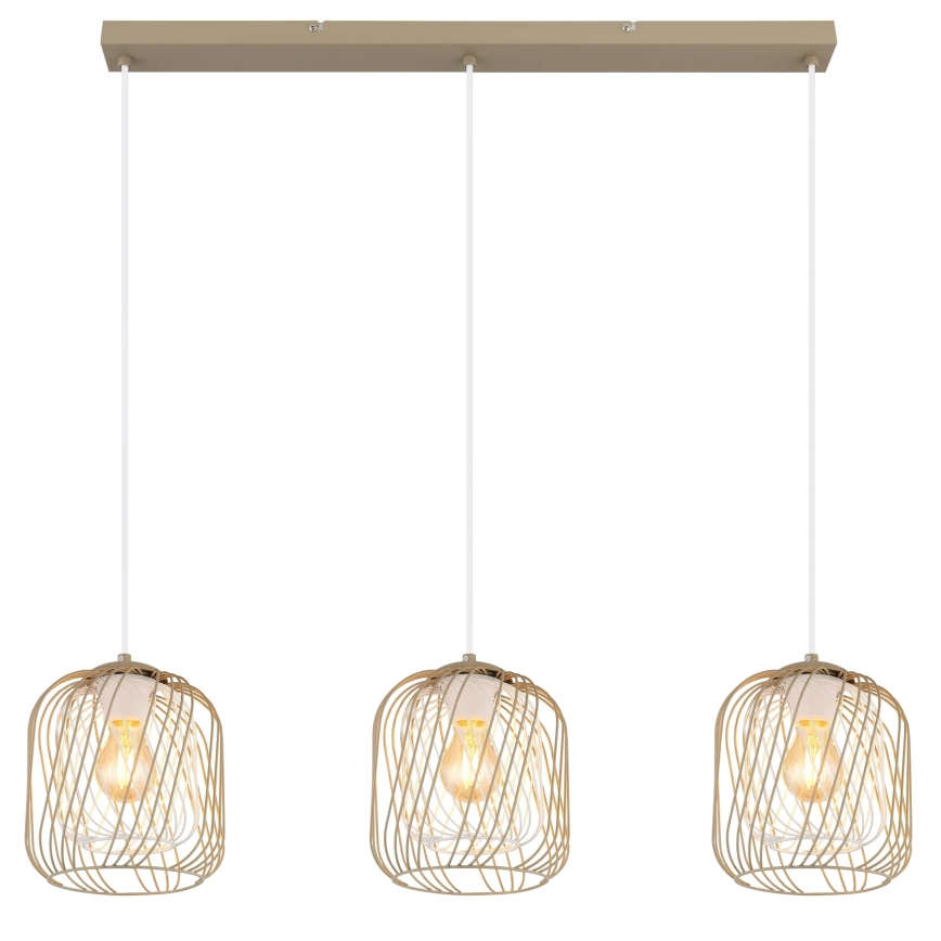 Globo - Hanglamp met kabel 3xE27/40W/230V beige/wit