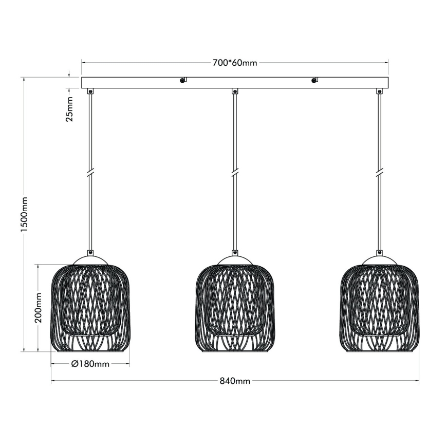 Globo - Hanglamp met kabel 3xE27/40W/230V beige/wit