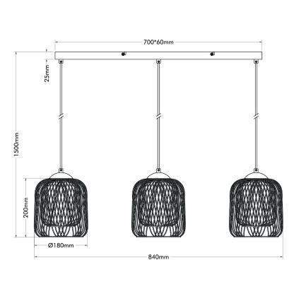 Globo - Hanglamp met kabel 3xE27/40W/230V