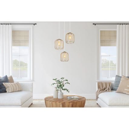 Globo - Hanglamp met kabel 3xE27/40W/230V beige/wit