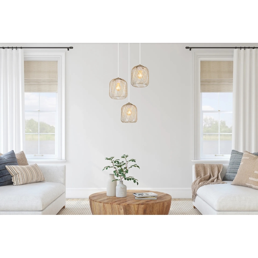 Globo - Hanglamp met kabel 3xE27/40W/230V beige/wit