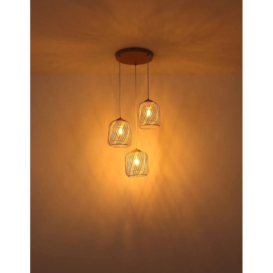 Globo - Hanglamp met kabel 3xE27/40W/230V beige/wit