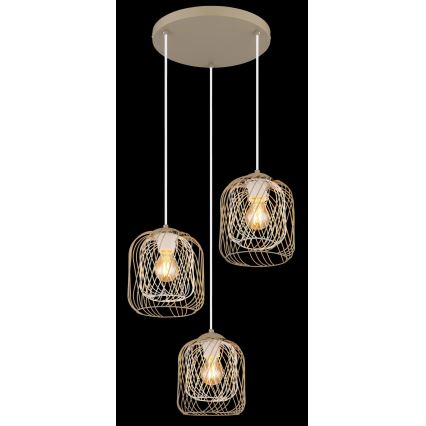 Globo - Hanglamp met kabel 3xE27/40W/230V beige/wit